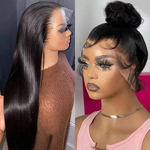 New Upgrade Hidden Elastic Strap 360 HD Lace Front Wig Straight Human Hair Wigs Snug Fit All Sizes