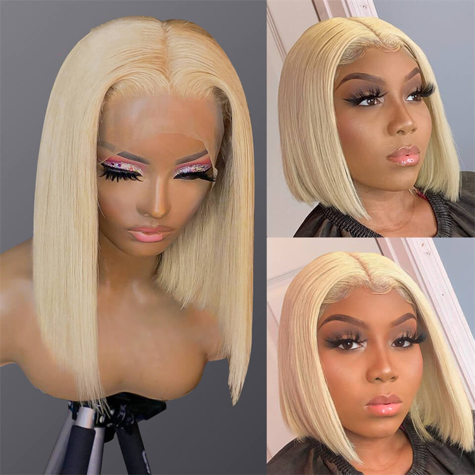 613 Blonde Wig Human Hair Straight Wig 13x4 HD Lace Wig For Africa American Women