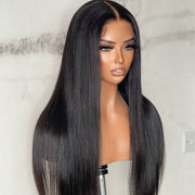 Clearance Sale|Straight Human Hair 5X5 HD Lace Closure Wigs Natural Hairline Middle Part Frontal Wig