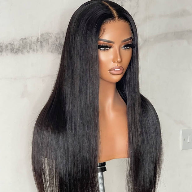 Clearance Sale|Straight Human Hair 5X5 HD Lace Closure Wigs Natural Hairline Middle Part Frontal Wig