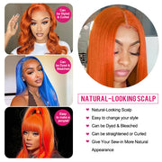 13x4 HD Lace Front Wig 16-26 Inch Ginger Colored Straight&Body Wave Human Hair Frontal Wigs