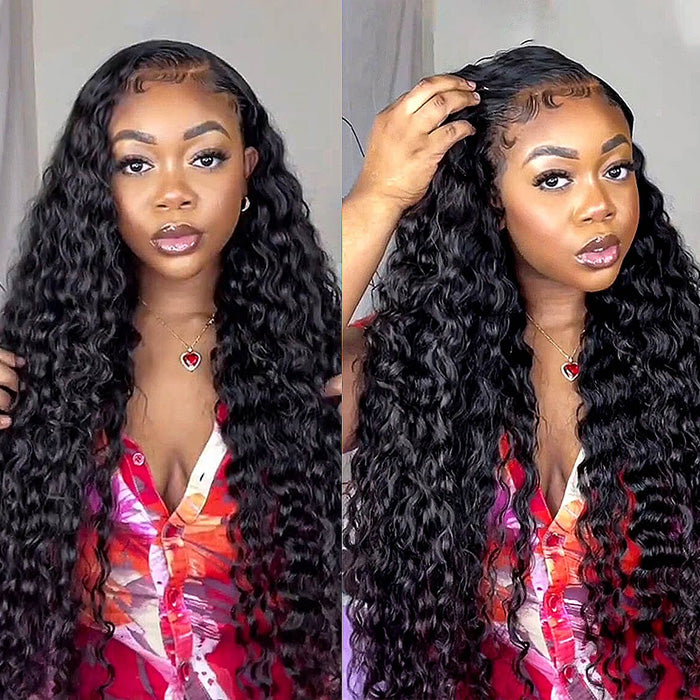 Deep Wave 4x4 Lace Closure Human Hair Realistic HD Transparent Lace Wigs