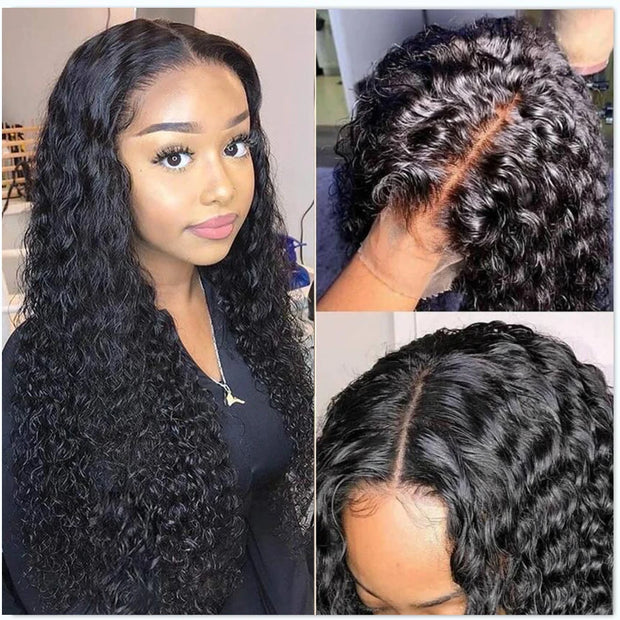 Invisible Lace 8x5 Lace Closure Wigs Glueless Water Wave Human Hair Wigs Pre Plucked