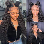 Deep Wave HD Transparent Lace Front Wigs Human Hair Pre Plucked Glueless Lace Wigs