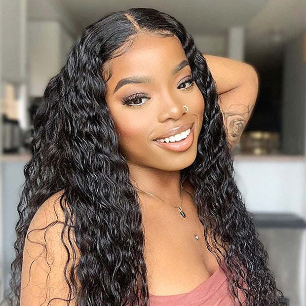 Natural Water Wave Hair 5x5 Closure Wigs Pre Plucked Human Hair Wigs with Baby Hair