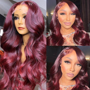 Burgundy Wig 4x4/13X4 HD Lace Frontal Body Wave Wigs 99J Colored Pre-Plucked Remy Human Hair Wigs