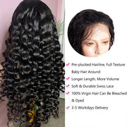 Cynosure Hair Loose Deep Wave 360 HD Lace Frontal Wigs With Baby Hair 220% Density