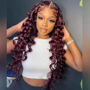 Loose Wave 13x4/13x1 Burgundy Hair Lace Front Wig 99J Colored Long Human Hair Wigs