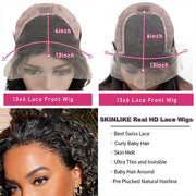 4c Edges Hairline丨#1B/27 Highlight Culry Human Hair Lace Wig Effortless Kinky Culry Edges 13X4 Undetectable HD Lace Front Wig