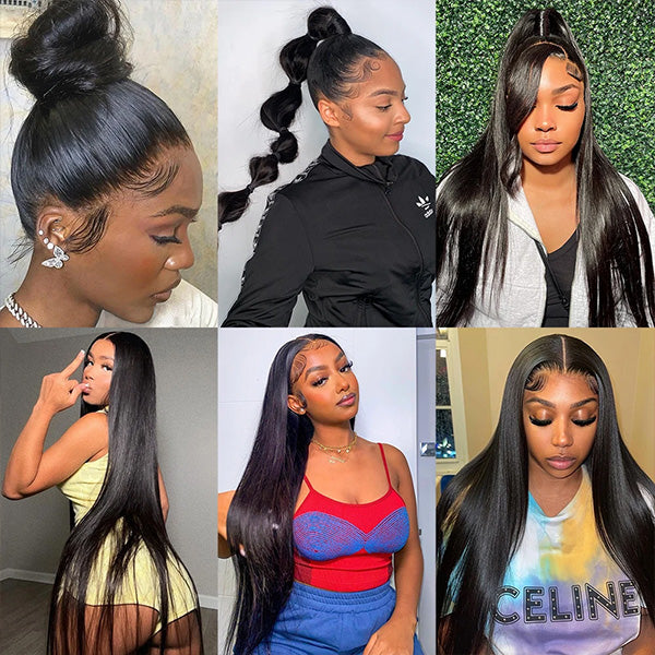 New Upgrade Hidden Elastic Strap 360 HD Lace Front Wig Straight Human Hair Wigs Snug Fit All Sizes