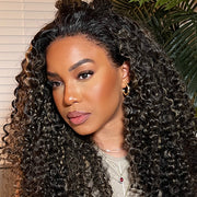 4c Edges Hairline丨#1B/27 Highlight Culry Human Hair Lace Wig Effortless Kinky Culry Edges 13X4 Undetectable HD Lace Front Wig