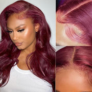 Burgundy Wig 4x4/13X4 HD Lace Frontal Body Wave Wigs 99J Colored Pre-Plucked Remy Human Hair Wigs