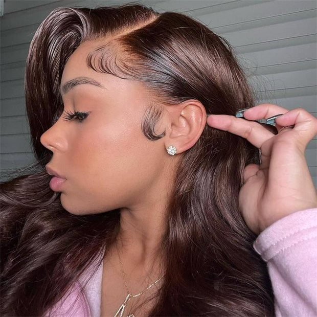 BOGO SALE|Chocolate Brown Human Hair Wigs 13x4 HD Lace Front Colored Wig For Women