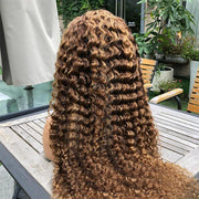 50% OFF| 4/27# Highlight Color Wigs Deep Wave Human Hair Wigs 5x5 Lace Front Wig