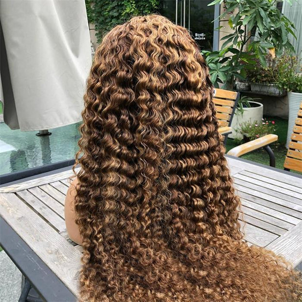50% OFF| 4/27# Highlight Color Wigs Deep Wave Human Hair Wigs 5x5 Lace Front Wig