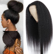 New Hidden Strap 360 Lace Frontal Wigs Kinky  Straight HD Lace Front Human Hair Wigs Pre Plucked Pre Bleached Natural Around Kinky Edges