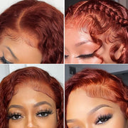 Skin Melt HD Lace Wigs #33 Reddish Brown 13x4 Lace Front Wig Water Wave Pre-Plucked Human Hair Wigs