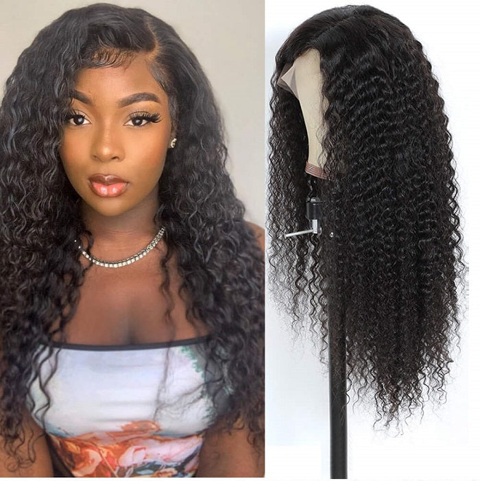 Curly Hair 4x4 HD Transparent Lace Closure Wigs 100% Virgin Human Hair