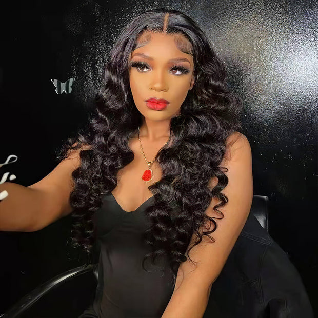 Loose  Deep  Lace Wigs Pre-plucked Natural Hairline Hand Tied 13x4 Lace Frontal Wig With Baby Hair