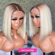 Colored 13x4 Ombre Blonde Short Bob Pixie Cut Lace Front Wig Bone straight Transparent Lace Wigs For Women