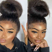 New Hidden Strap 360 Lace Frontal Wigs Kinky  Straight HD Lace Front Human Hair Wigs Pre Plucked Pre Bleached Natural Around Kinky Edges