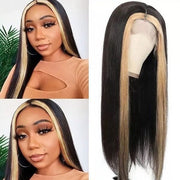 Cynosure Skunk Stripe Blonde With Black Color 13x4/13x6 HD Lace Front Wigs Virgin Human Hair Straight Wigs