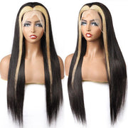 Cynosure Skunk Stripe Blonde With Black Color 13x4/13x6 HD Lace Front Wigs Virgin Human Hair Straight Wigs