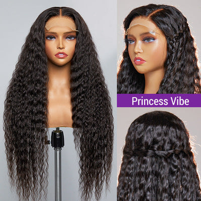 Boho-Chic | Flowy Bohemian Curly 5×5 Closure Lace Glueless Mid Part Long Wig 100% Human Hair