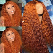 Ginger Orange Brazilian Curly Lace Front Human Hair Wigs 13X4 HD Transparent Lace Glueless Lace Wig