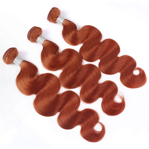 Ginger Orange Color Brazilian Body Wave 3 Bundles With 4*4 Lace Closure Human Hair Extensions