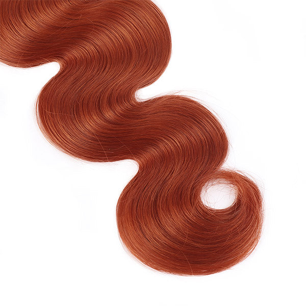 Ginger Orange Color Brazilian Body Wave 3 Bundles With 4*4 Lace Closure Human Hair Extensions