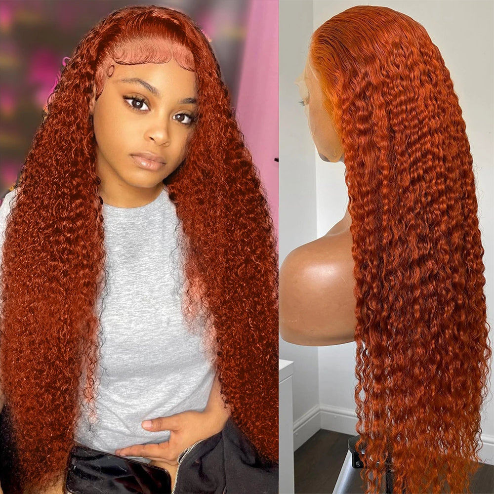 - ?22” ORANGE CURLY LACE FRONT WIG*NWT* Peruvian Ginger Orange Deep Wave Curly Full Lace... From  main image 3
