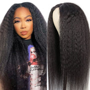 Kinky Straight Lace Wig Transparent 4x4 HD Lace Front Wigs with Pre Plucked Human Hair Wigs