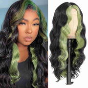 Cynosure Blonde/Pink/Green/Blue/Purple/27# Skunk Stripe 13x4 HD Lace Front Highlight Body Wave Wig
