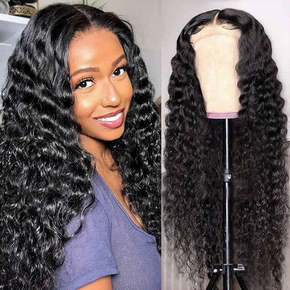 Lace Frontal Human Hair Water Wave Wig 13x4 Natural Color Wigs With Natural Hairline