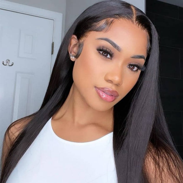 Skin Melt 6X6  Lace Straight Human Hair Lace Closure Wigs with Natural Hairline