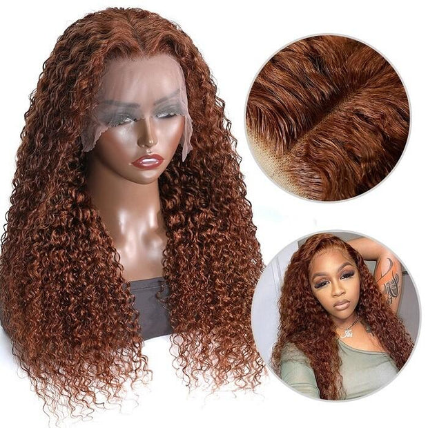 #33 Brunette Auburn Copper 4x4 13x4 HD Lace Front Wig Reddish Brown Color Virgin Human Hair