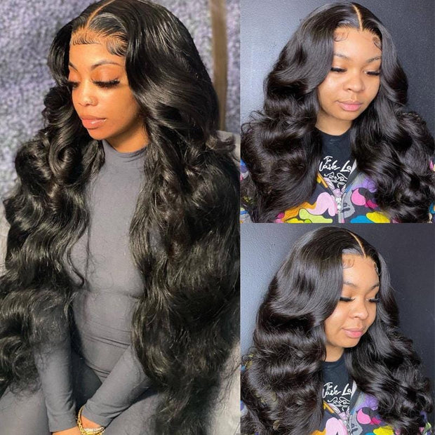 Body Wave 13x4 Lace Frontal Wig Hand Tied Human Hair Lace Wig 220% Density