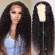 Natural Kinky Curly Glueless Human Hair Wig HD Transparent Lace Front Wigs Invisible Small Bleached Knots