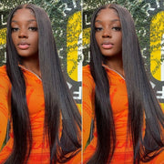$100 OFF|Straight 5X5 13x4 HD lace Frontal Wig Pre Plucked Pre Bleached Silky Straight Human Hair Wig