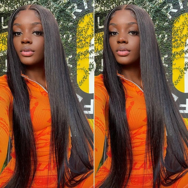 $100 OFF|Straight 5X5 13x4 HD lace Frontal Wig Pre Plucked Pre Bleached Silky Straight Human Hair Wig