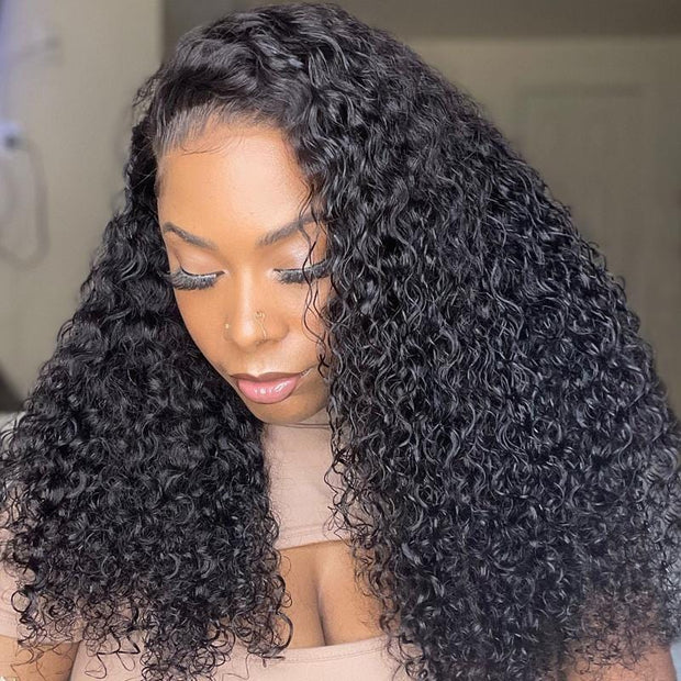 Bleached Knots 13x6 Full Lace Frontal Wig Curly HD Lace Human Hair Wigs For Women
