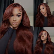 Reddish Brown Body Wave Lace Closure Wig 4x4 HD Glueless Affordable Human Hair Lace Wigs