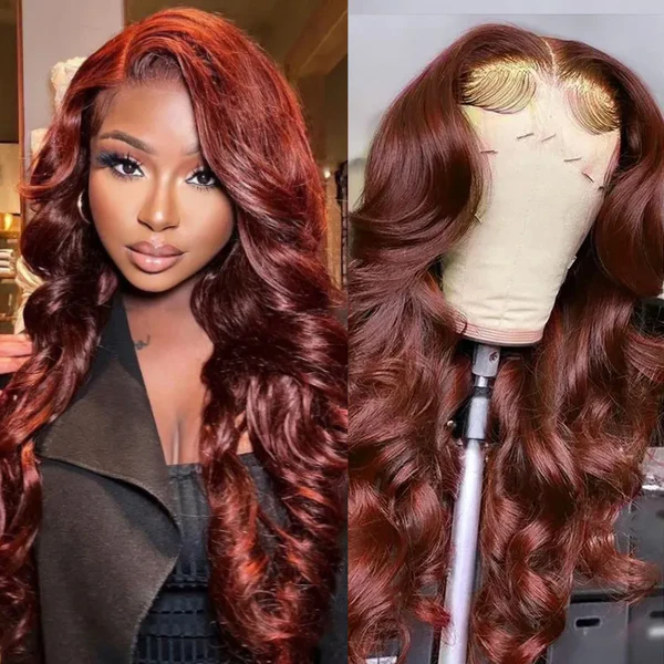 Skin Melt HD Lace Wigs #33 Reddish Brown Body Wave 13x4 Lace Front  Human Hair Wigs