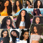 Natural Kinky Curly Glueless Human Hair Wig HD Transparent Lace Front Wigs Invisible Small Bleached Knots