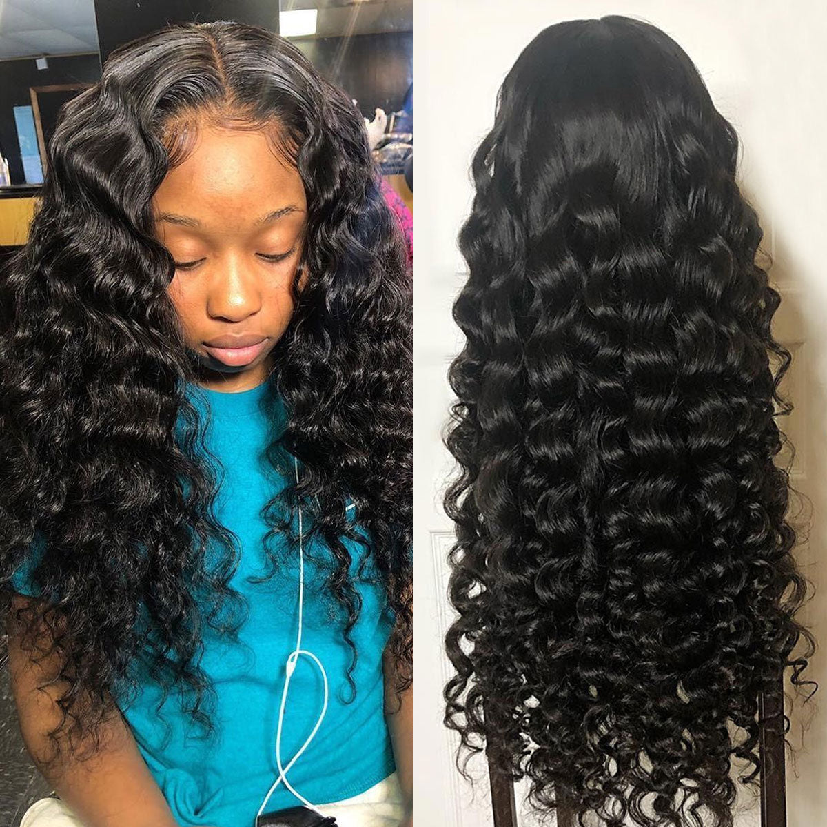 Loose  Deep  Lace Wigs Pre-plucked Natural Hairline Hand Tied 13x4 Lace Frontal Wig With Baby Hair