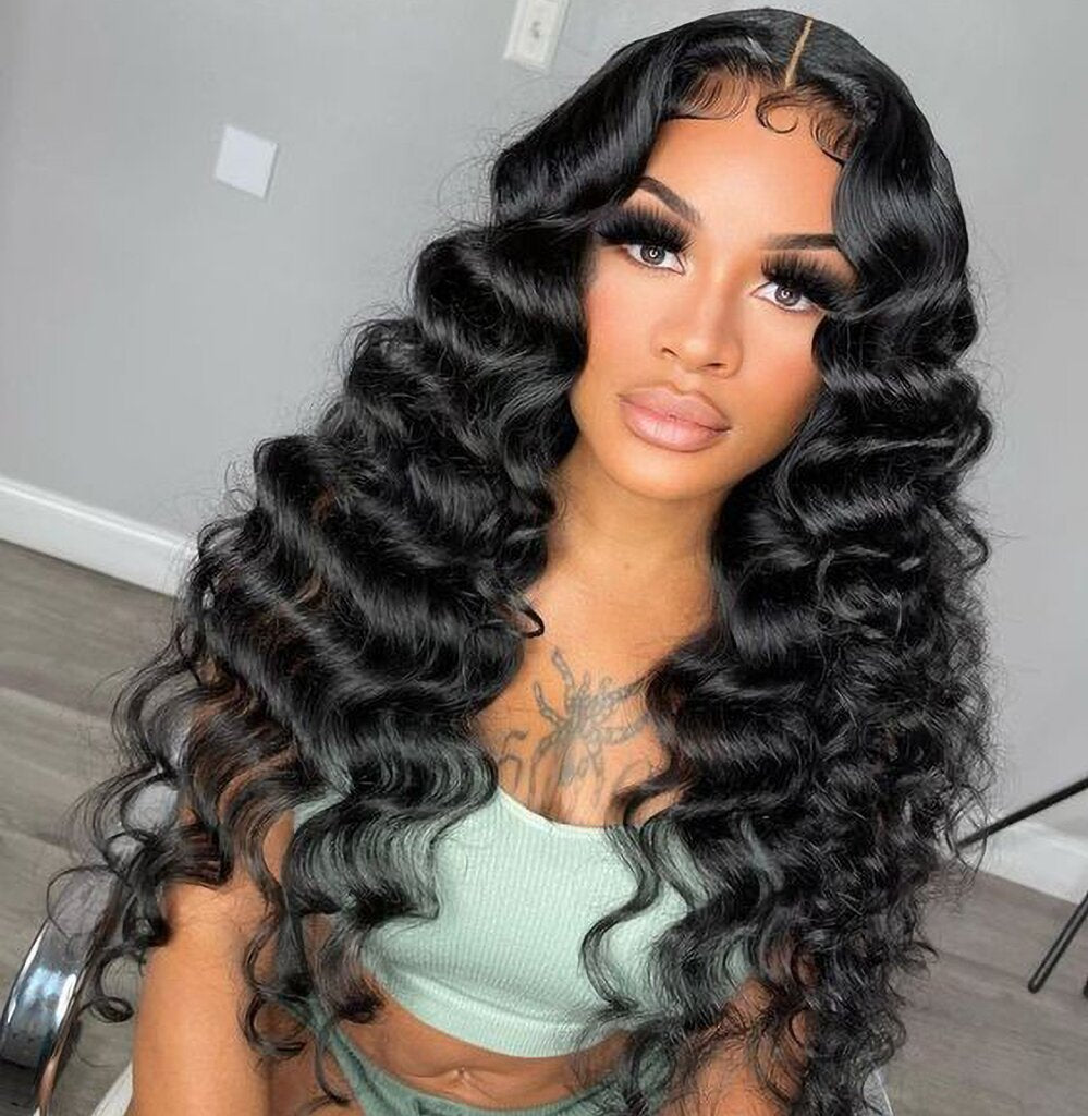 Cynosure Hair Loose Deep Wave 360 HD Lace Frontal Wigs With Baby Hair 220% Density