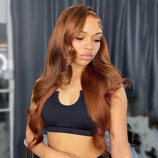 #30 Colored Hair Body Wave 150%-220% Density Lace Front Wig Human Hair Wigs Pre Plucked For Women