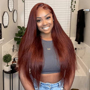 Reddish Brown Hair Straight Wigs 13x4 HD Lace Front Wig Glueless Affordable Human Hair Lace Wigs