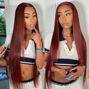 Reddish Brown Hair Straight Wigs 13x4 HD Lace Front Wig Glueless Affordable Human Hair Lace Wigs